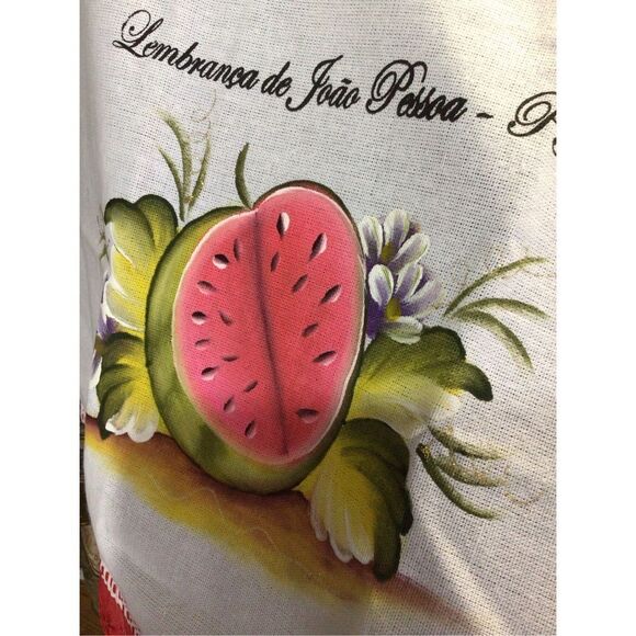 Vintage Linen Watermelon Table Cover White Red - Picture 11 of 11
